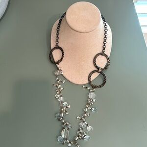 Bronze and clear bead necklace.